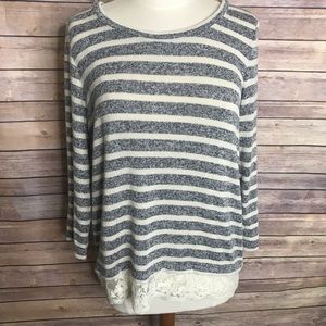 Ann Taylor Loft blue white stripe knit top